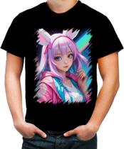Camiseta Colorida Páscoa Coelhinha Traços Vaporwave 2 Camiseta Colorida Páscoa Coelhinha Traços Vaporwave 2