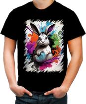 Camiseta Colorida Páscoa Coelhinho Artístico Design 12