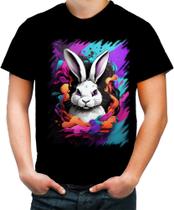 Camiseta Colorida Páscoa Coelhinho Artístico Design 17