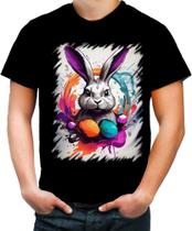 Camiseta Colorida Páscoa Coelhinho Artístico Design 5