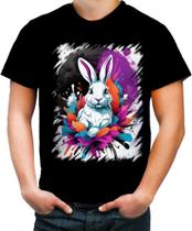 Camiseta Colorida Páscoa Coelhinho Artístico Design 7