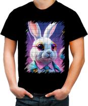 Camiseta Colorida Páscoa Coelhinho Traços Vaporwave 6