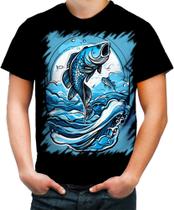 Camiseta Colorida Pesca Esportiva Peixes Azul Paz 11