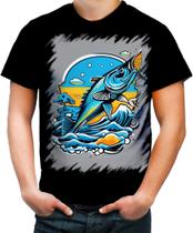 Camiseta Colorida Pesca Esportiva Peixes Azul Paz 2 - Kasubeck Store