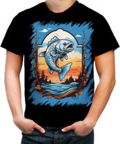Camiseta Colorida Pesca Esportiva Peixes Azul Paz 4