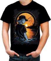 Camiseta Colorida Pesca Esportiva Pôr do Sol Peixes 23