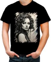 Camiseta Colorida Pintura a Carvão Mulher Arte 20