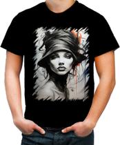 Camiseta Colorida Pintura a Carvão Mulher Arte 29