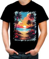 Camiseta Colorida Praia Paradisíaca Vintage 5