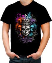 Camiseta Colorida Rainha Mexicana Dama Esqueleto 5