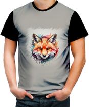 Camiseta Colorida Raposa Fox Ilustrada Abstrata Cromática 1