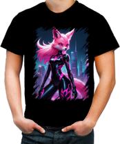 Camiseta Colorida Raposa Humanóide Vaporwave 1 Camiseta Colorida Raposa Humanóide Vaporwave 1