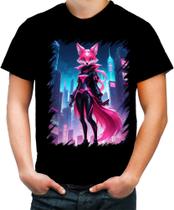 Camiseta Colorida Raposa Humanóide Vaporwave 8