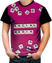Camiseta Colorida Social Media Cubos Letras Profissão 1 Camiseta Colorida Social Media Cubos Letras Profissão 1