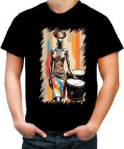 Camiseta Colorida Tambor Africano Arte África 1