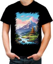 Camiseta Colorida Templo Budista Anime Buda 1