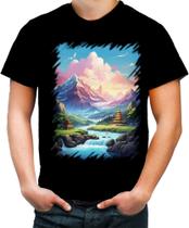 Camiseta Colorida Templo Budista Anime Buda 7 Camiseta Colorida Templo Budista Anime Buda 7