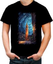 Camiseta Colorida Torre do Relógio Van Gogh 1