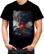 Camiseta Colorida Vulcão em Erupção Destruição 2 Camiseta Colorida Vulcão em Erupção Destruição 2