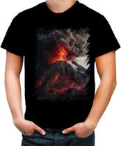 Camiseta Colorida Vulcão em Erupção Destruição 3 Camiseta Colorida Vulcão em Erupção Destruição 3