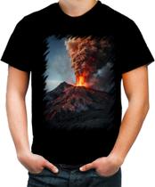 Camiseta Colorida Vulcão em Erupção Destruição 5