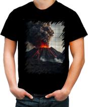 Camiseta Colorida Vulcão em Erupção Destruição 7 Camiseta Colorida Vulcão em Erupção Destruição 7