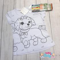 Camiseta Colorir Interativa com canetinha temático Desenho pintar 1 ao 8 dia das crianças