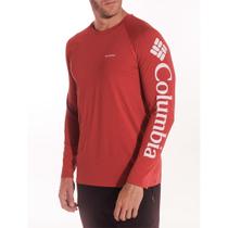 Camiseta Columbia Aurora Manga Longa Masculina - Vermelho Bordô