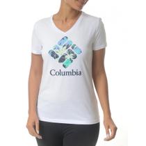 Camiseta Columbia Lakeshore - feminino - branco e azul Camiseta Columbia Lakeshore - feminino - branco e azul