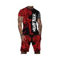 Camiseta com cordão e estampa de O Rei Leão masculina, shorts cotidianos, legal, verão