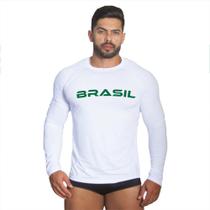 Camiseta Com Proteção Solar Uv Brasil Listras Amarelo-Verde