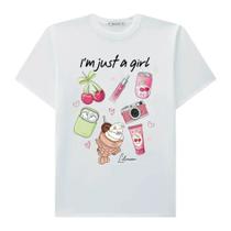 Camiseta comfy Juvenil Menina Lilimoon Estampada Branca