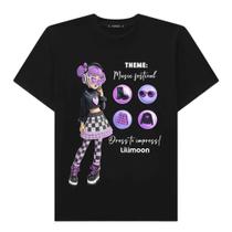 Camiseta comfy Juvenil Menina Lilimoon Estampada Preta