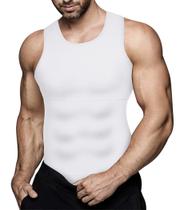 Camiseta Compressiva Masculina Regata para Treino Modeladora de Corpo e Abdômen (Branco, X-GG) Camiseta Compressiva Masculina Regata para Treino Modeladora de Corpo e Abdômen (Branco, X-GG)