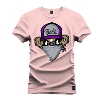 Camiseta Confortável Estampada Nexstar 100% Algodão Boné roxo