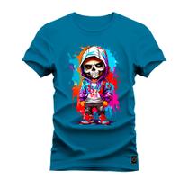 Camiseta Confortável Estampada Nexstar 100% Algodão Mini Caveira Terror