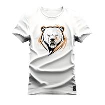 Camiseta Confortável Gola Redonda Dtf Digital Urso Garra