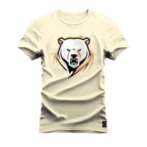 Camiseta Confortável Gola Redonda Dtf Digital Urso Garra