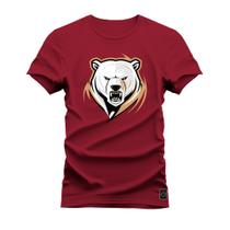 Camiseta Confortável Gola Redonda Dtf Digital Urso Garra