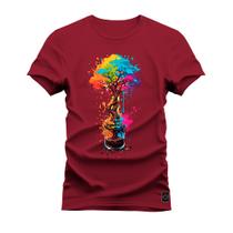 Camiseta Confortável Premium Estampada Arvore Colorida