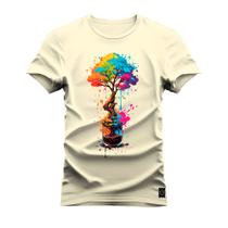 Camiseta Confortável Premium Estampada Arvore Colorida