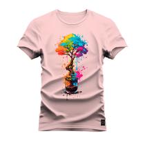 Camiseta Confortável Premium Estampada Arvore Colorida