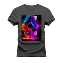 Camiseta Confortável Premium Estampada Carta Fumaça