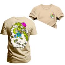 Camiseta Confortável Premium Estampada Dragon Frente Costas