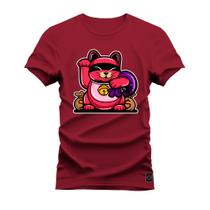 Camiseta Confortável Premium Estampada Gatinho Bolado