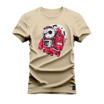 Camiseta Confortável Premium Estampada Panda No Mundo da lua