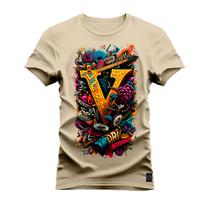 Camiseta Confortável Premium Estampada V struments