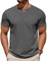 Camiseta COOFANDY Henley com botão de algodão e manga curta para homens