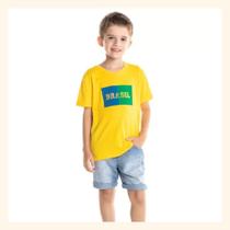 Camiseta Copa Do Mundo Vai Brasil Infantil Algodão Unissex - SBA