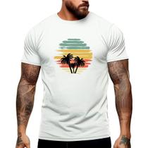 Camiseta Coqueiro Por do Sol Verão Praia Palmeira Manga Curta Gola Redonda 100% Algodão Envio 24H